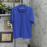 Ruff Hewn Mens Textured Cotton Short Sleeve 2-Button Polo Shirt Blue L
