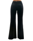 Alex & Sophia Juniors High Rise Front Slit Wide Leg Velvet Pants Black S