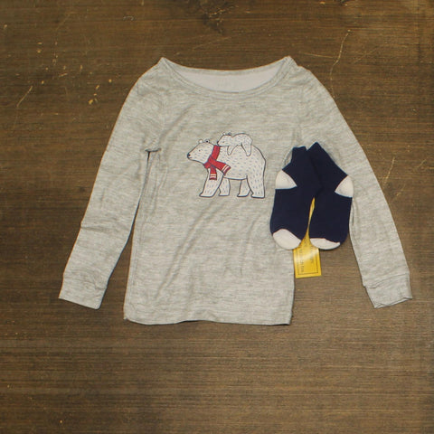 Max And Olivia Toddler Pajama Shirt Top with 1 Pair of Socks 7542883-MA Gray 4T
