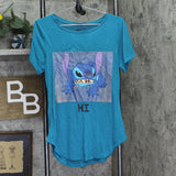 Disney Juniors Stitch Graphic Tunic T-Shirt Top Blue M