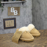 Bearpaw Suede Faux Fur Water-Repellent Slip-On Slippers Iced Coffee Brown 8T