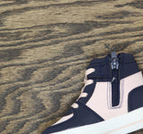 DKNY Toddler Girls Amelia Alice High Top Fashion Sneakers Navy Blue / Pink 5T