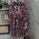 Vince Camuto Womens Novelty Metallic Chiffon Fit & Flare Dress Red Multi 12