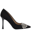 INC International Concepts Embellished Stiletto Heels Black Microsuede 6.5M