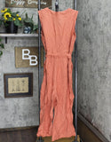 A New Day Women's Sleeveless Linen Jumpsuit 564309 Coral Pink L