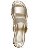 Donna Karan New York Teagan Double Band Dress Sandals Block Heel White Gold 9M