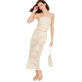 Wild Fable Womens Mid-Rise Sequin Lace Midi Skirt Champagne Off White XS