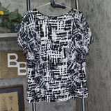 Ny Collection Chiffon Sleeve Poncho Printed Blouse Top Black Acutelines XL