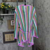 Hurley Juniors Striped Crochet Robe Cover Up HU001C5 Orchid Purple Multi M/L