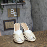 Steve Madden Beaded Stiletto Heel Peep Toe Dress Sandals Ivory Off White 7M