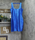 Siena V-Neck Sleeveless Foiled Bandage Bodycon Knit Mini Dress Saphire Blue 14