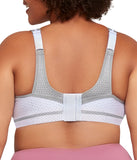 Glamorise Womens No-Bounce Camisole Elite Sports Wirefree Bra White / Gray 50D