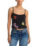 Aqua X Lisa Says Gah Allover Embellished Crop Top IBO29009 Black XS