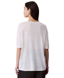 Calvin Klein Short Sleeve Linen-Blend V-Neck Top 44C301G Sweet Corn Off White L