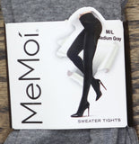 MeMoi Women's Flat Knit Cotton Blend Sweater Tights 92514073 Medium Gray M / L