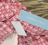 London Times Womens Houndstooth Faux-Wrap A-Line Dress T7764M Pink Multi 16