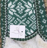 Auden Womens Fair Isle Knit Slipper Sock with Faux Fur Lining 94713669 Green S/M