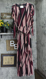 Anne Klein Womens Mesh Printed Puff-Sleeve Maxi Dress Anne Combo Red 2XL