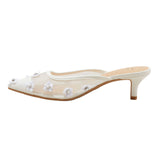 A New Day Womens Delilah Mesh Floral Mule Heels 92611119 White 7.5M