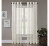 Regal Home Print Grommet Sheer Single Curtain Panel Ivory Linen Brown 50x95