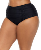 Raisins Curve Ruched Bikini Swim Bottom Black 18W