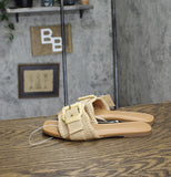 Universal Thread Womens Linda Raffia Buckle Slide Sandals 92611942 Tan Brown 7M