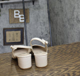 Giani Bernini Memory Foam Block Heel Slingback Pumps Bisque Croco Off White 8.5M