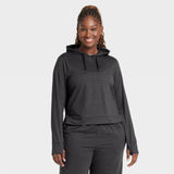 All In Motion Womens Soft Stretch Hooded Sweatshirt 90612705 Heathered Black XL