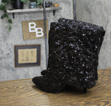 A New Day Womens Abba Sequin Foldover Tall Boots 91636693 Black 6.5M