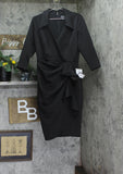 Xscape Womens Short Scuba Collar Side Ruffle Ruched Midi Dress 5636X Black 16