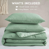 Comfort Spaces Breathable Dotted Wave 3-Piece Duvet Cover Set Sage Green King