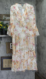 Aqua Womens Flowy Lightweight Floral Ruffle Maxi Dress IDM12134 Yellow / White L