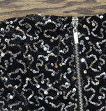 Alex & Sophia Cropped Faux-Pearl-Trim Sequin Velvet Top Charcoal Black 2XS