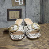 A New Day Womens Diana Buckle Mule Heels 89998799 Gray Snake 6.5M