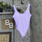COTTON ON Womens Low Back One Piece Swimsuit 6335650-12 Ariel Purple Crinkle L