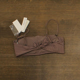 Sanctuary Womens Refresh Rib Bandeau Bikini Top SARR25155 Iron Brown M