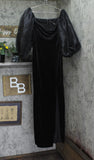 Donna Karan Off the Shoulder Sheer Puff Sleeve Evening Gown Dress Black 14