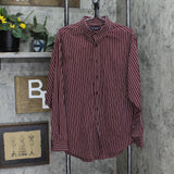 Roundtree & Yorke Mens 80's 2 Ply Cotton Striped Button Up Long Sleeve Shirt L