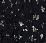 Tommy Hilfiger Printed Long Sleeve Ruched Waist Fit Flare Dress Black / Gold 8