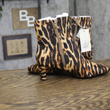 A New Day Block Heel Ankle Boots with Memory Foam Tiger Print Brown Multi 7M