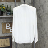 Calvin Klein Womens Long Sleeve Padded Shoulder Blouse M1LA8636 Soft White M