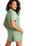 State of Day Fluid Knit Notched-Collar Top Shorts Pajama Set Glade Green 2XL