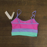 Salt + Cove Juniors Colorblocked Midkini Bikini Swim Top 807147 Pink Multi XS