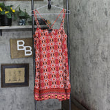 Teeze Me Juniors Printed Handkerchief-Hem Shift Dress Red Multi XL