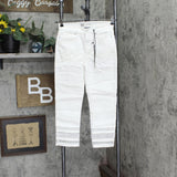 DG2 Womens Classic Stretch Crochet Hem Cropped Jean 725438 Ivory Off White 2P