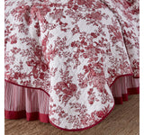 Laurel Manor Toile Garden Cotton Bedskirt 7216311 Ivory Red Multi Queen