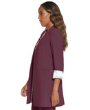 Calvin Klein Womens Roll Sleeve Open Front Blazer Jacket S27JL165 Aubergine 2