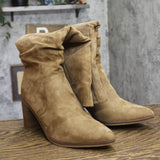 Universal Thread Ruched Faux Suede Boots with Block Heel and Zip Tan Brown 9.5M