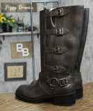 Wild Fable Womens Rebel Tall Moto Buckle Boots 90366583 Brown 9.5M