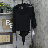 State Of Day Womens 2-Pc. Fluid-Knit Pajama Tops 100189719MS Deep Black M